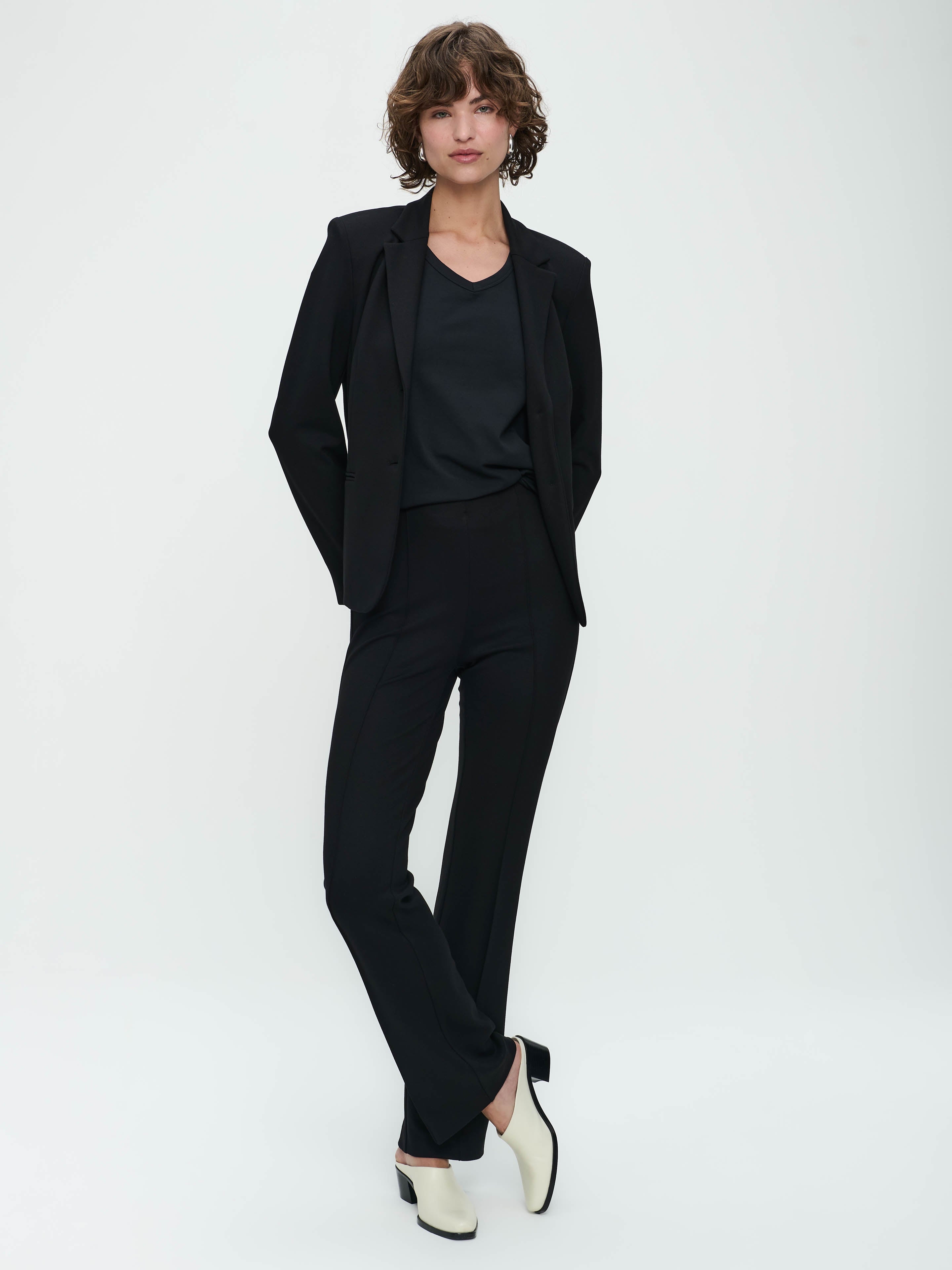Black jersey blazer top