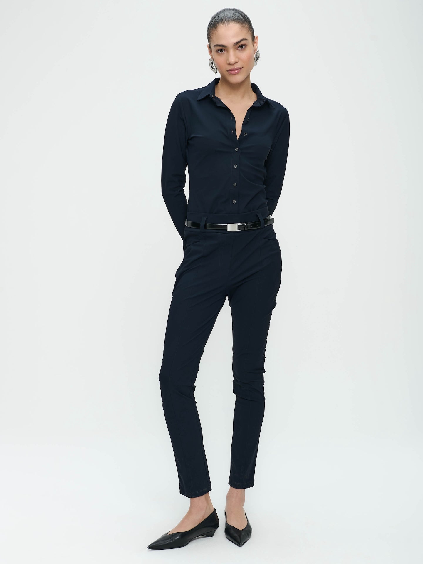 Blue and black jumpsuit on sale