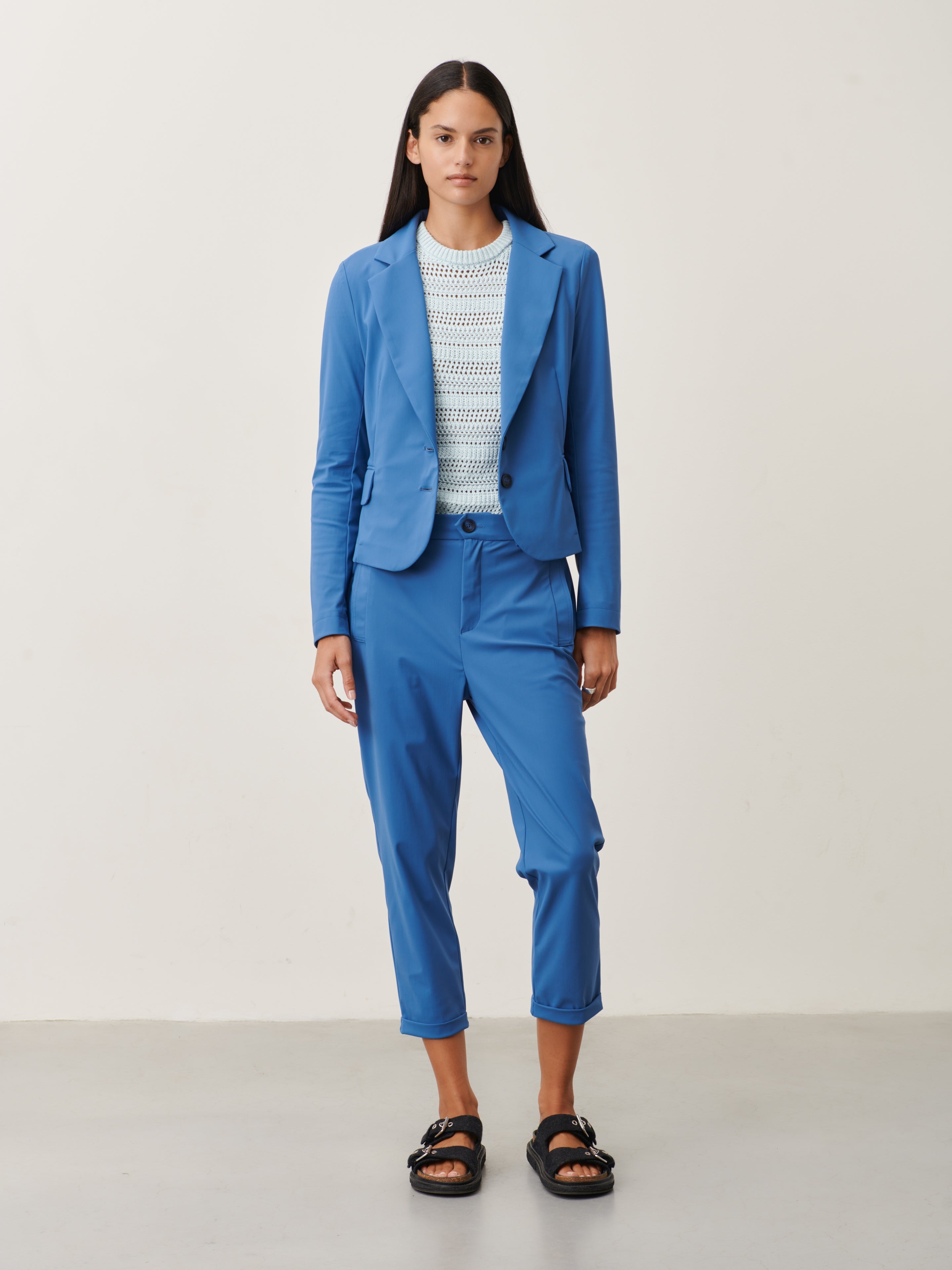 Atina Blazer Technical Jersey Mid Blue Jane Lushka