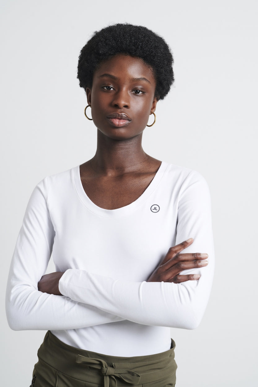 T shirt R Neck easy wear Organic Cotton White Jane Lushka