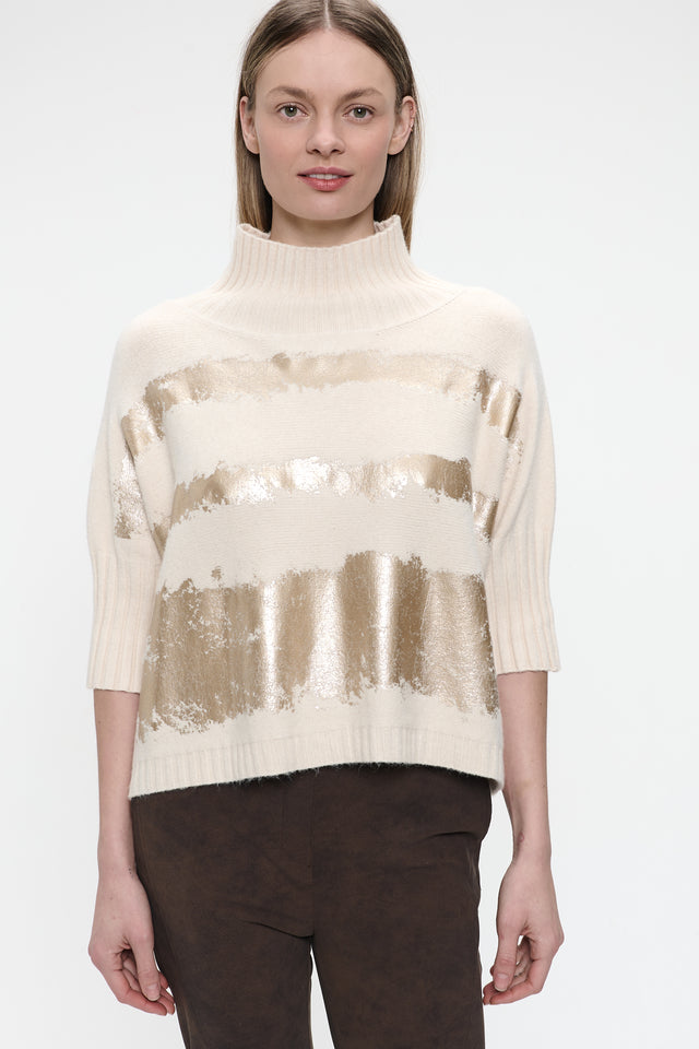 Pullover gold print NB2404 | Beige Gold