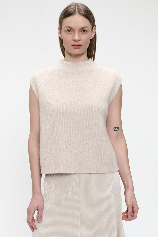 Alpaca Vest H24179 | Ecru