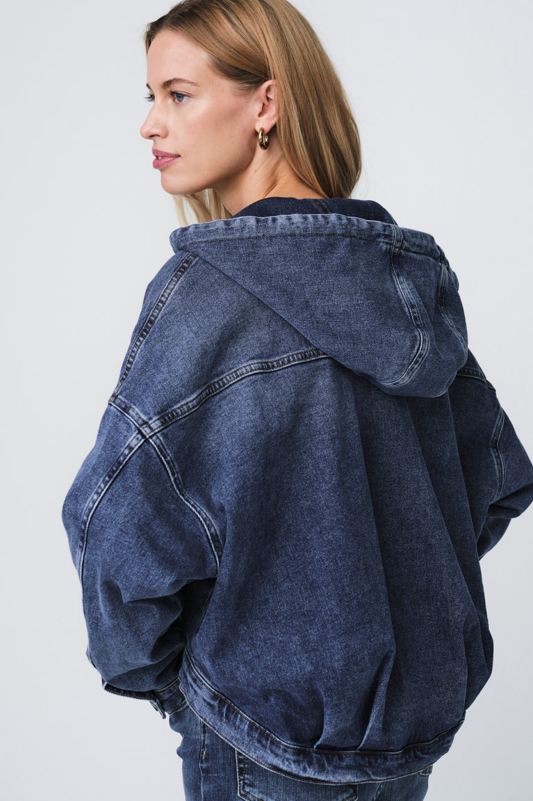 Nevada hood denim jacket | Summer Blue