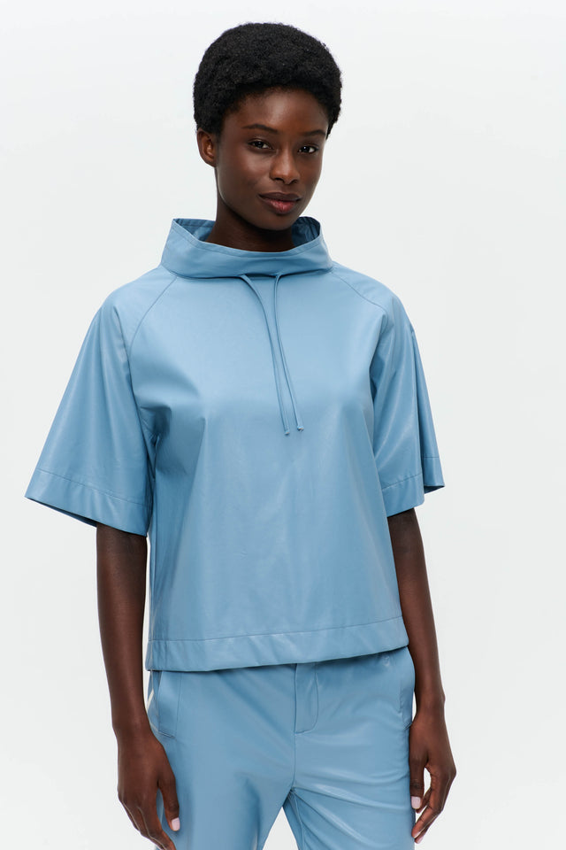 Florian eco-leather top | Light Blue