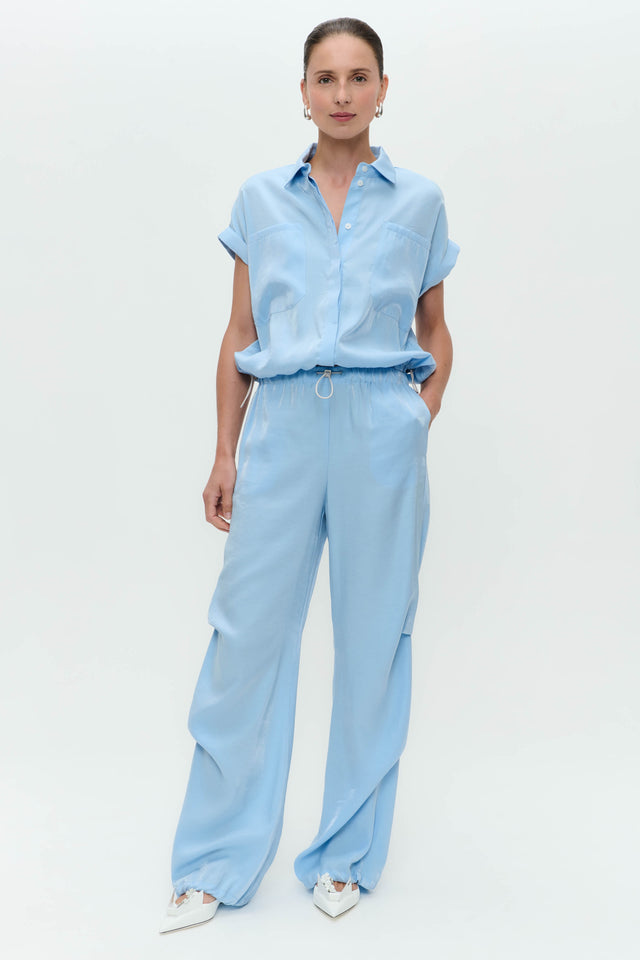 Renate shiny viscose blouse | Light Blue