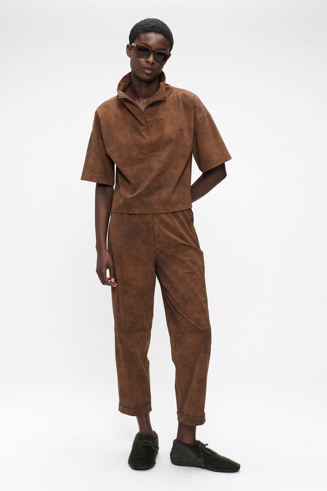 Leone blouse technical jersey | Caramel
