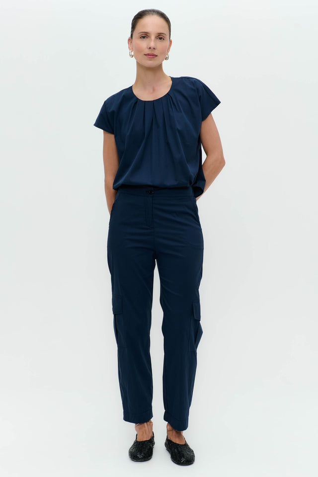 Papavero cotton top | Blue denim
