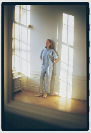 IrenaN structure technical jersey pants | Light Blue