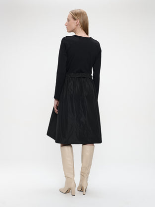 Ester mix cotton taffeta dress | Black