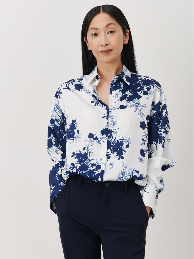 Sally Blouse | White Blue