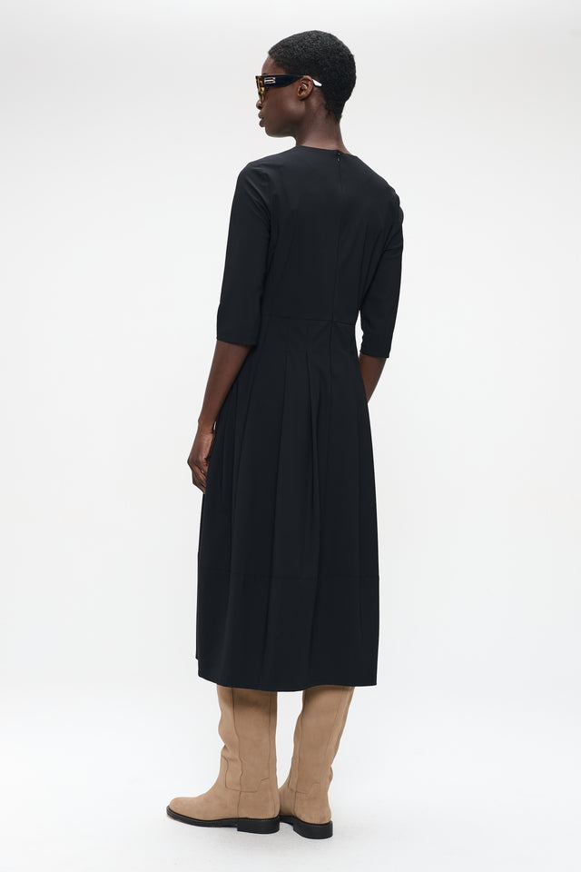 Heide tech jersay dress LS | Black