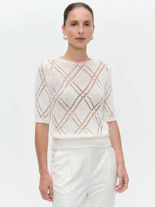 Openwork top with sequins 9040 | Off White
