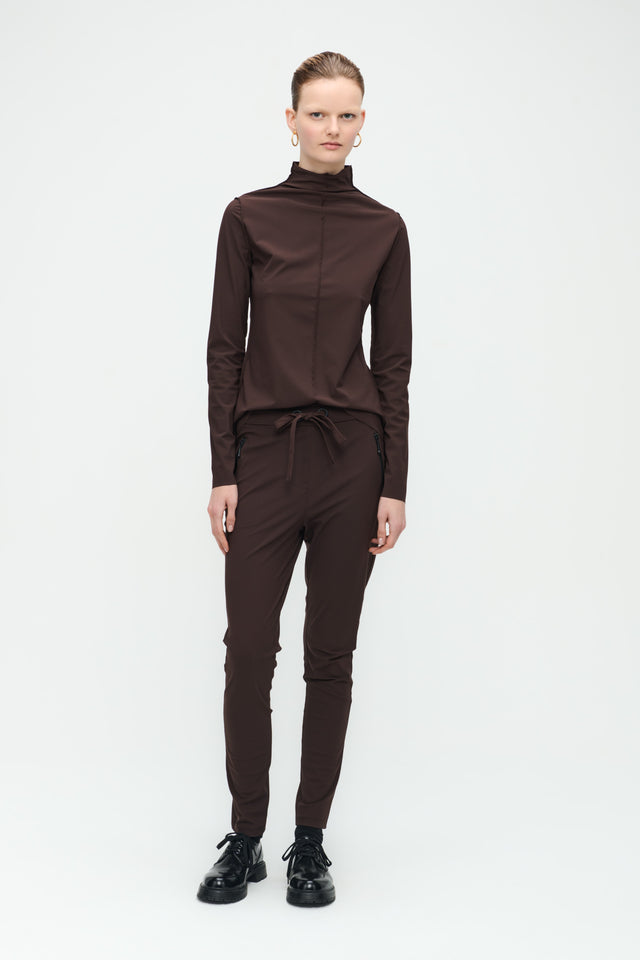 Zara Top Technical Jersey | Dark Brown