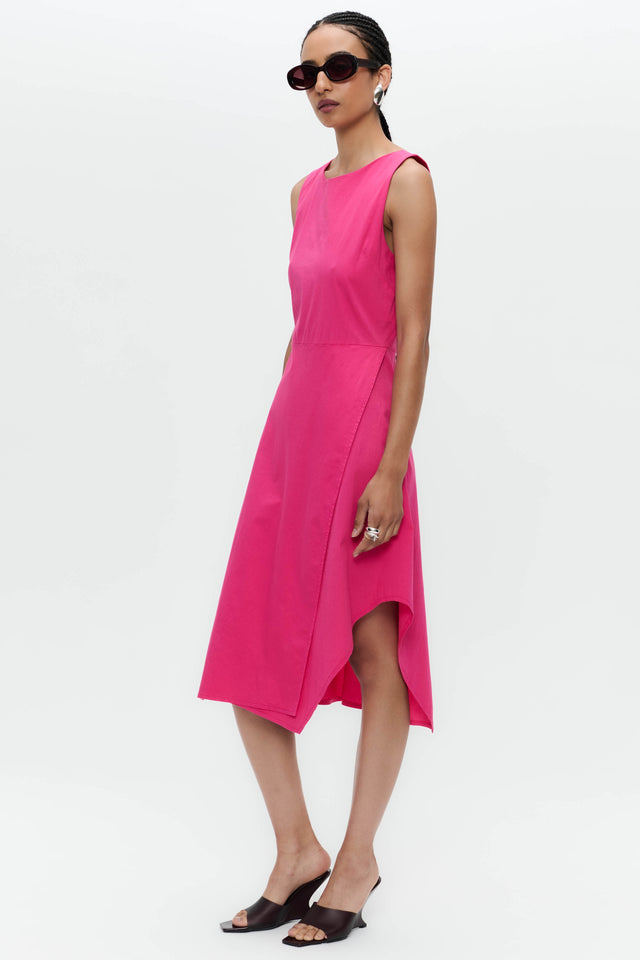 Cotton dress T549 | Fuxia