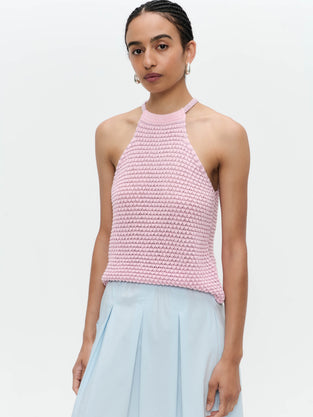 Open shoulders cotton viscose top 9042 | Rose