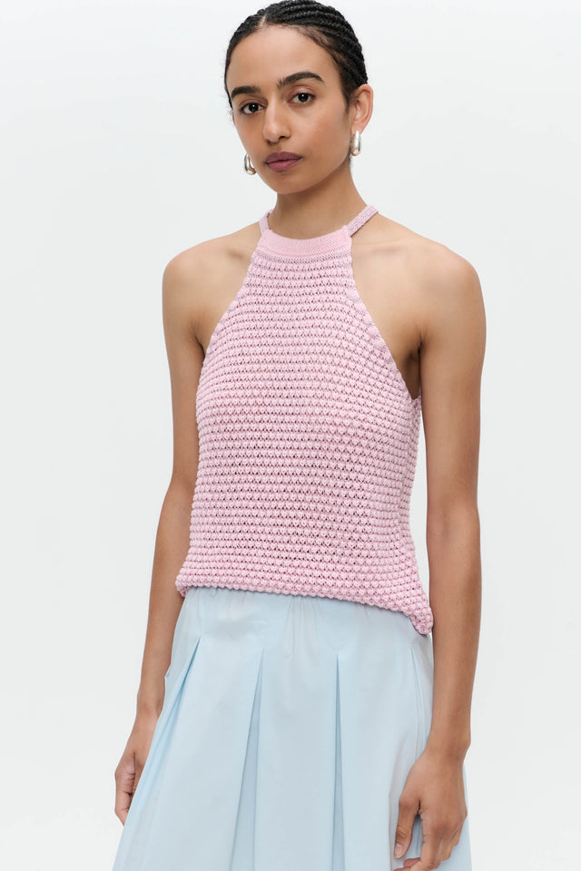 Open shoulders cotton viscose top 9042 | Rose