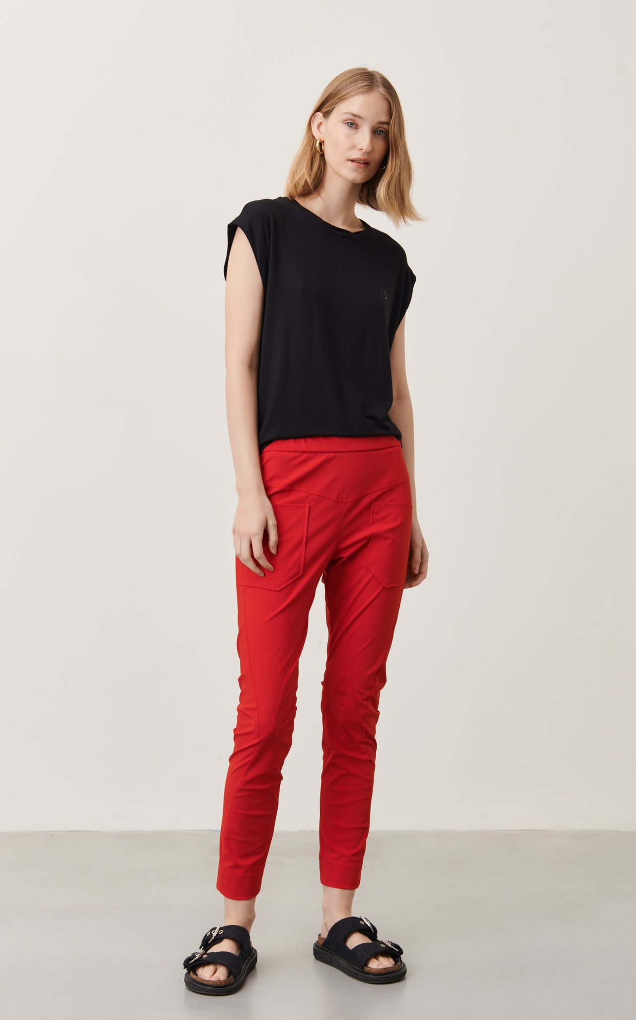 Delia structure technical jersey pants | Black