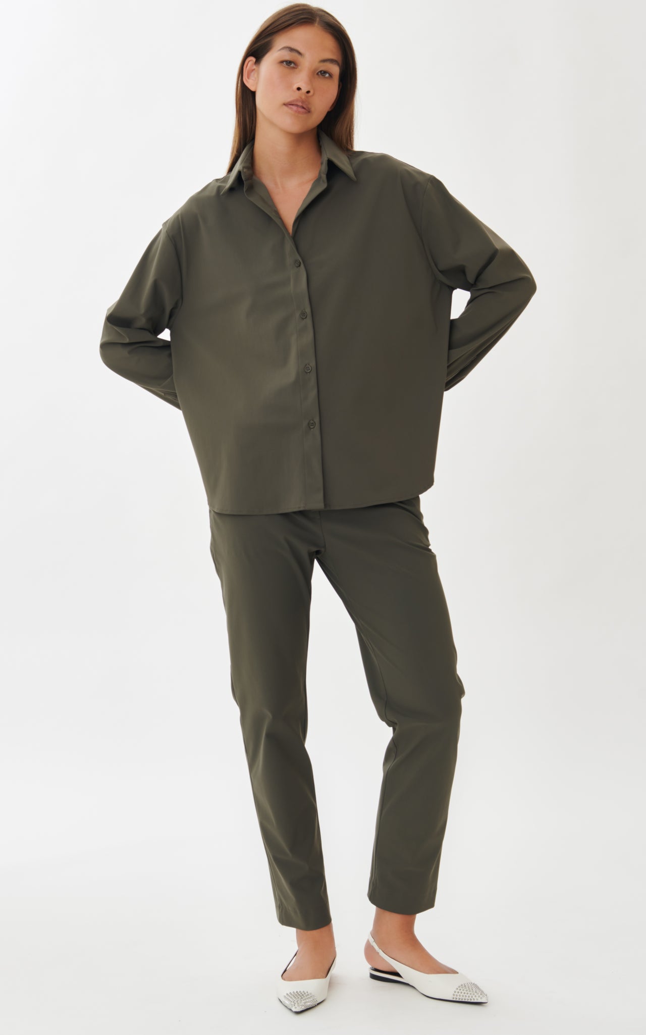 Evi blouse technical jersey | Light Sand
