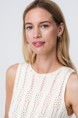 Openwork knit Vest E24082 | Ecru
