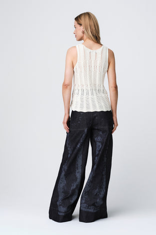 Openwork knit Vest E24082 | Ecru