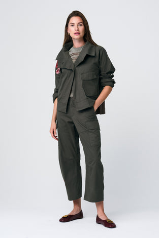 Twill utility embroidery jacket | Khaki
