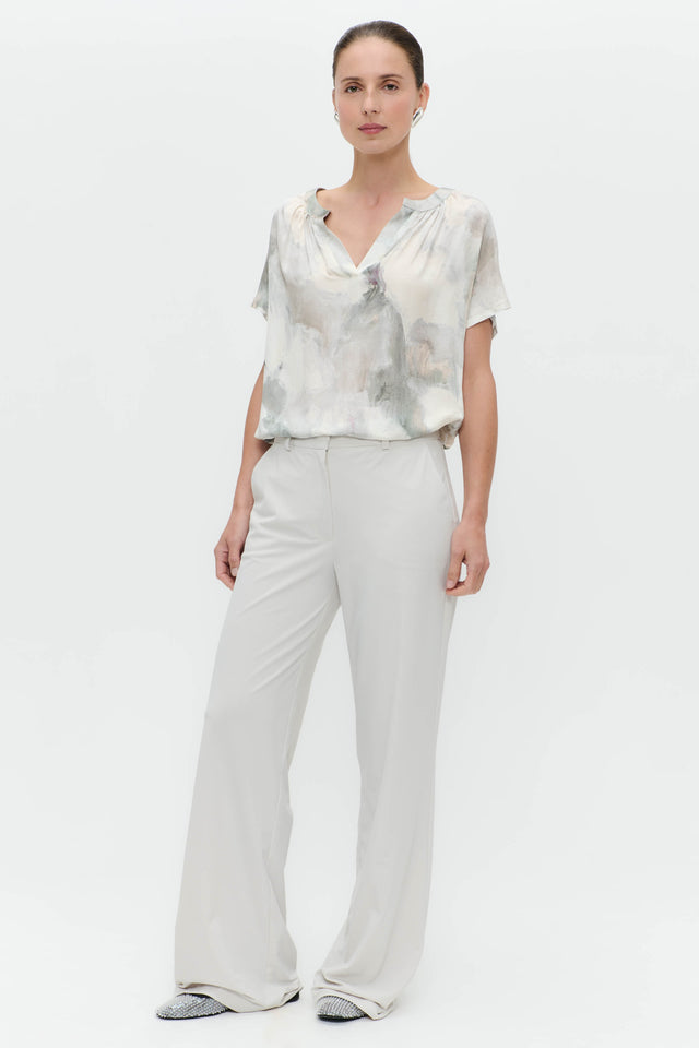 Remi printed silk viscose top | Grey
