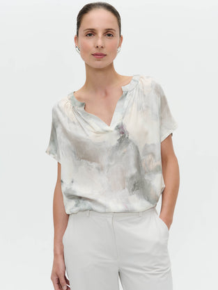 Remi printed silk viscose top | Grey