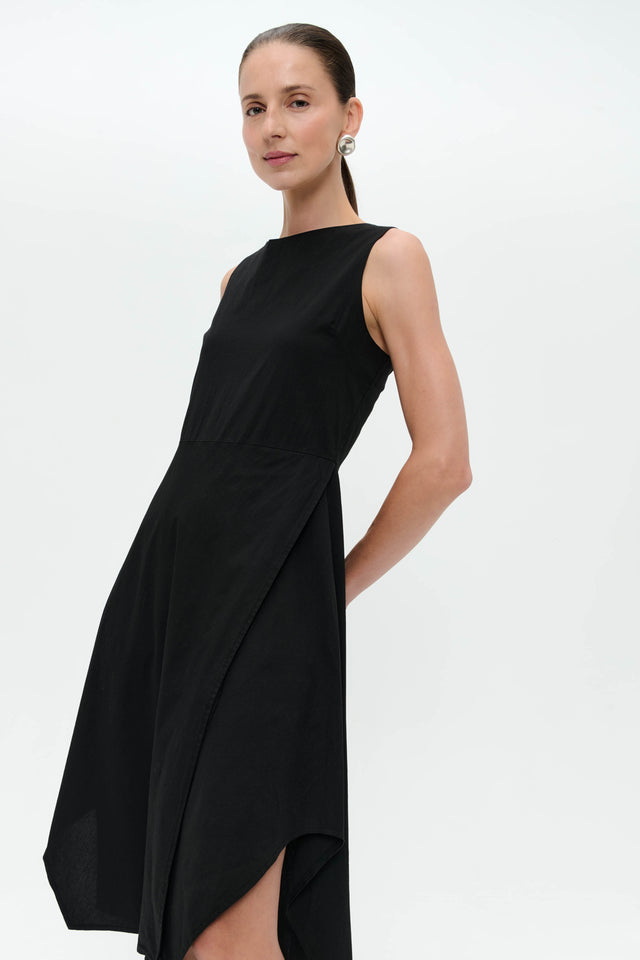 Cotton dress T549 | Black