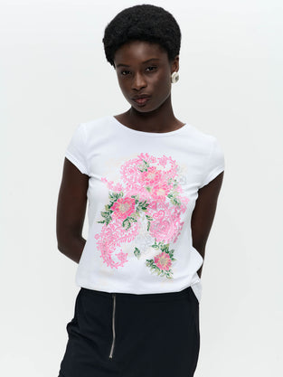 Cotton print t-shirt | White
