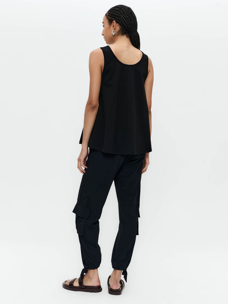 Top cotton print flower | Black