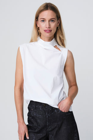 Naomi strech technical jersey top | White
