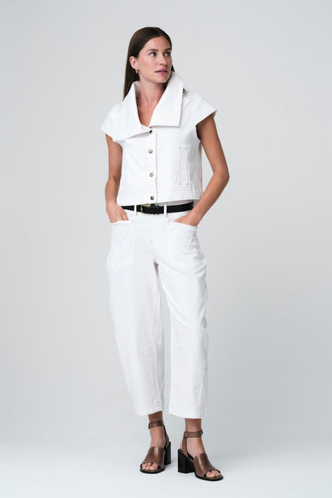 Martinez white barel jeans | Shiny White