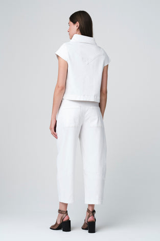 Martinez white barel jeans | Shiny White