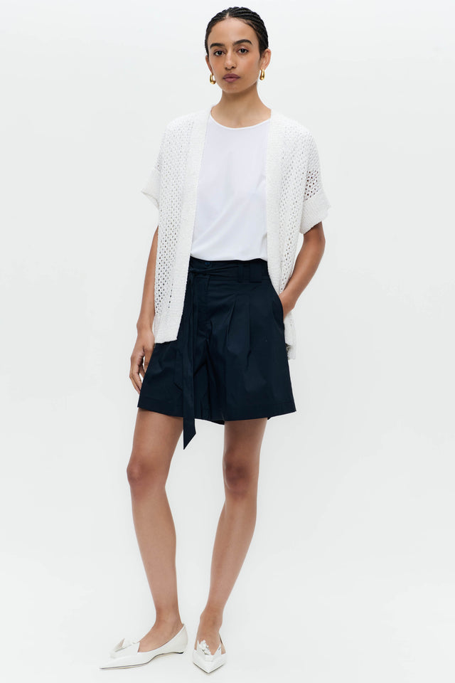 Openwork knit with sequins cardigan 9081 | White