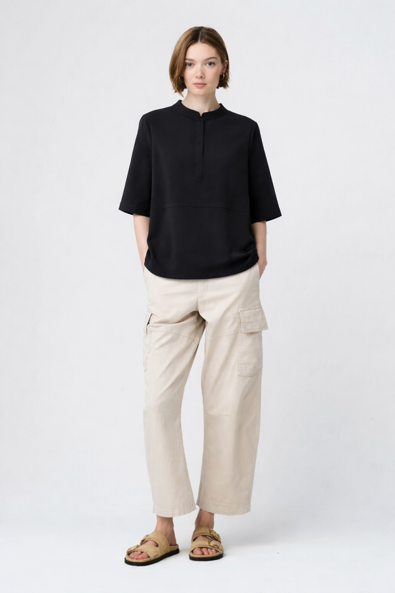 Damiana strech technical jersey top | Black