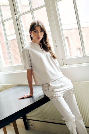 Lissa structure tech jersay top | Sand