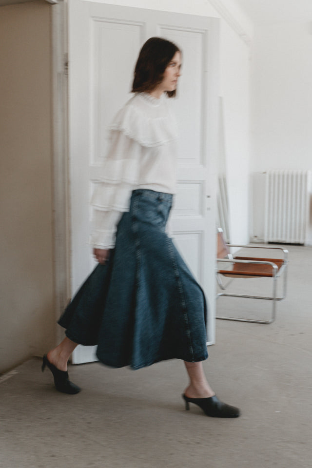 Nevada patched denim skirt | Summer Blue