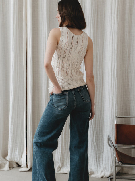 Openwork knit Vest E24082 | Ecru