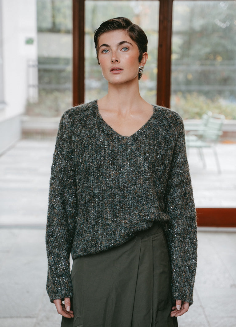 Shiny oversized pullover H20034 | Melange