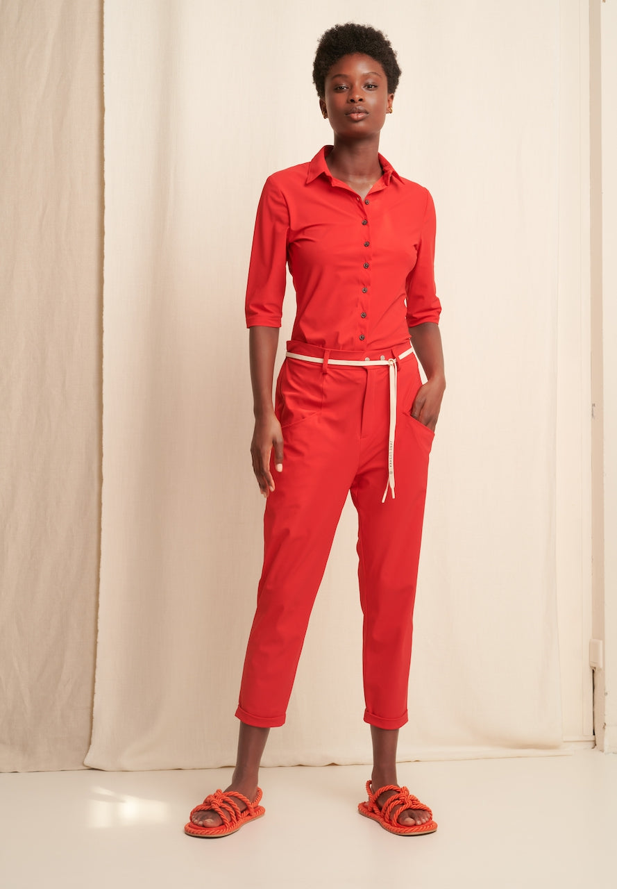 Kikkie Blouse Technical Jersey | Red