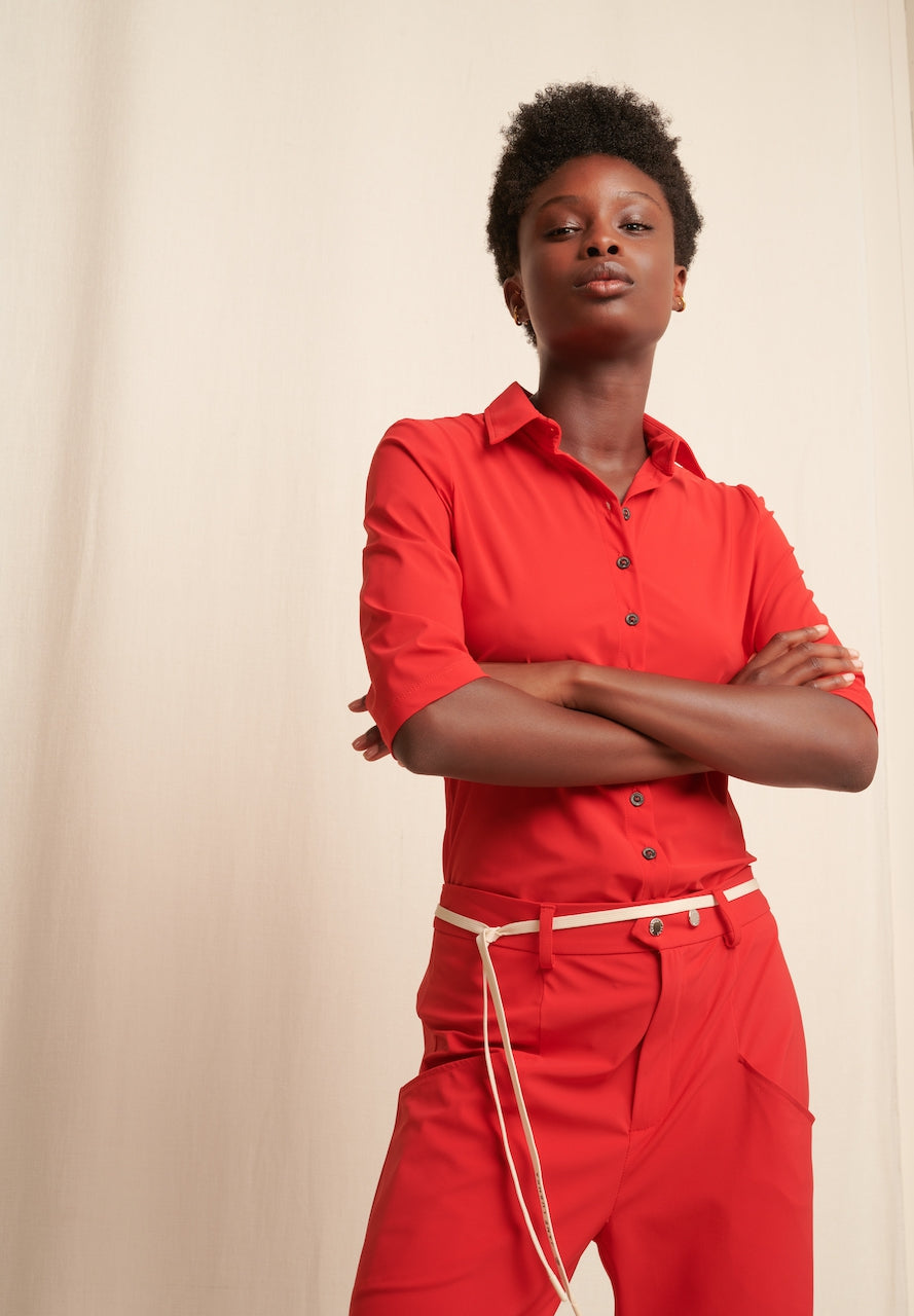 Kikkie Blouse Technical Jersey | Red