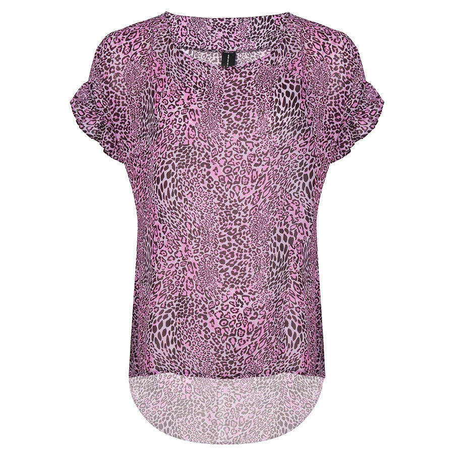Irina Ruffle Top Animal | Fuxia
