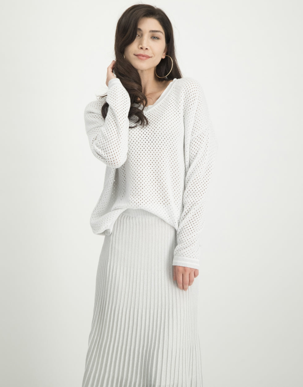 Elyse Perforated Sweater | Off White
