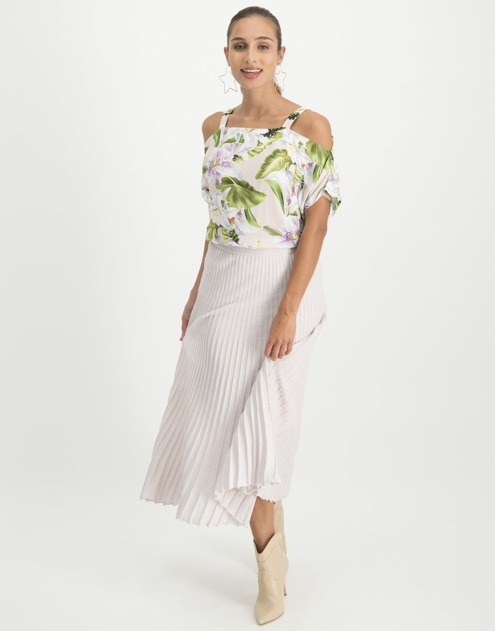 Florence Cold Shoulder Top Floral | Rose