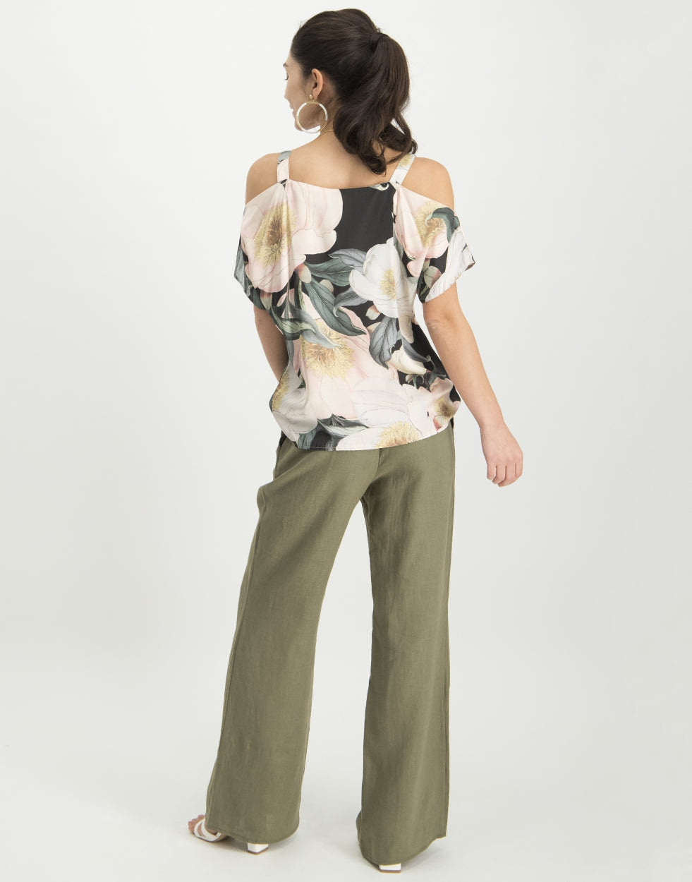 Florence Cold Shoulder Top Peony Black | Rose
