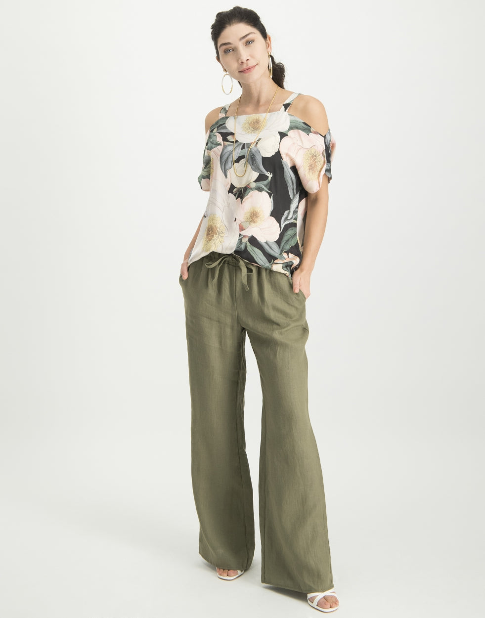 Florence Cold Shoulder Top Peony Black | Rose