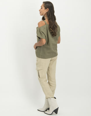 Florence Cold Shoulder Top | Army