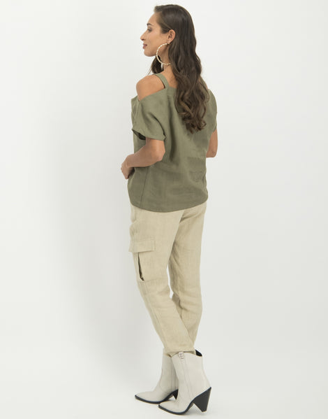Florence Cold Shoulder Top | Army