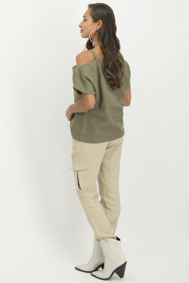 Florence Cold Shoulder Top | Army