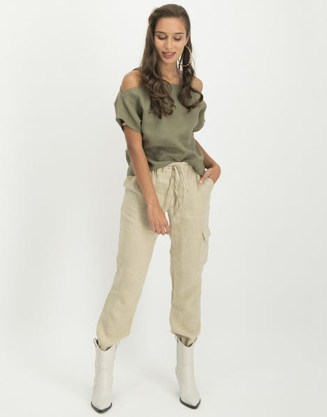 Florence Cold Shoulder Top | Army